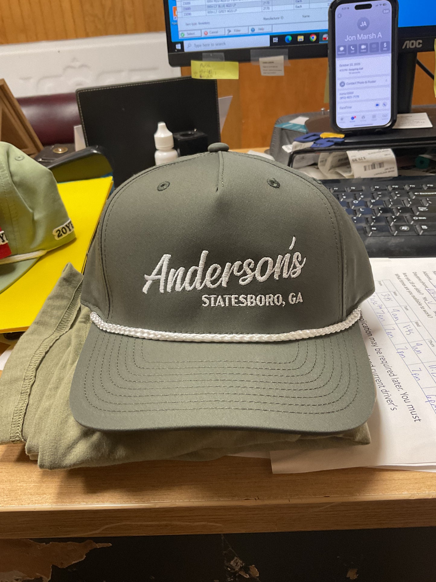 RRH DK Olive/White AGS Script Hat