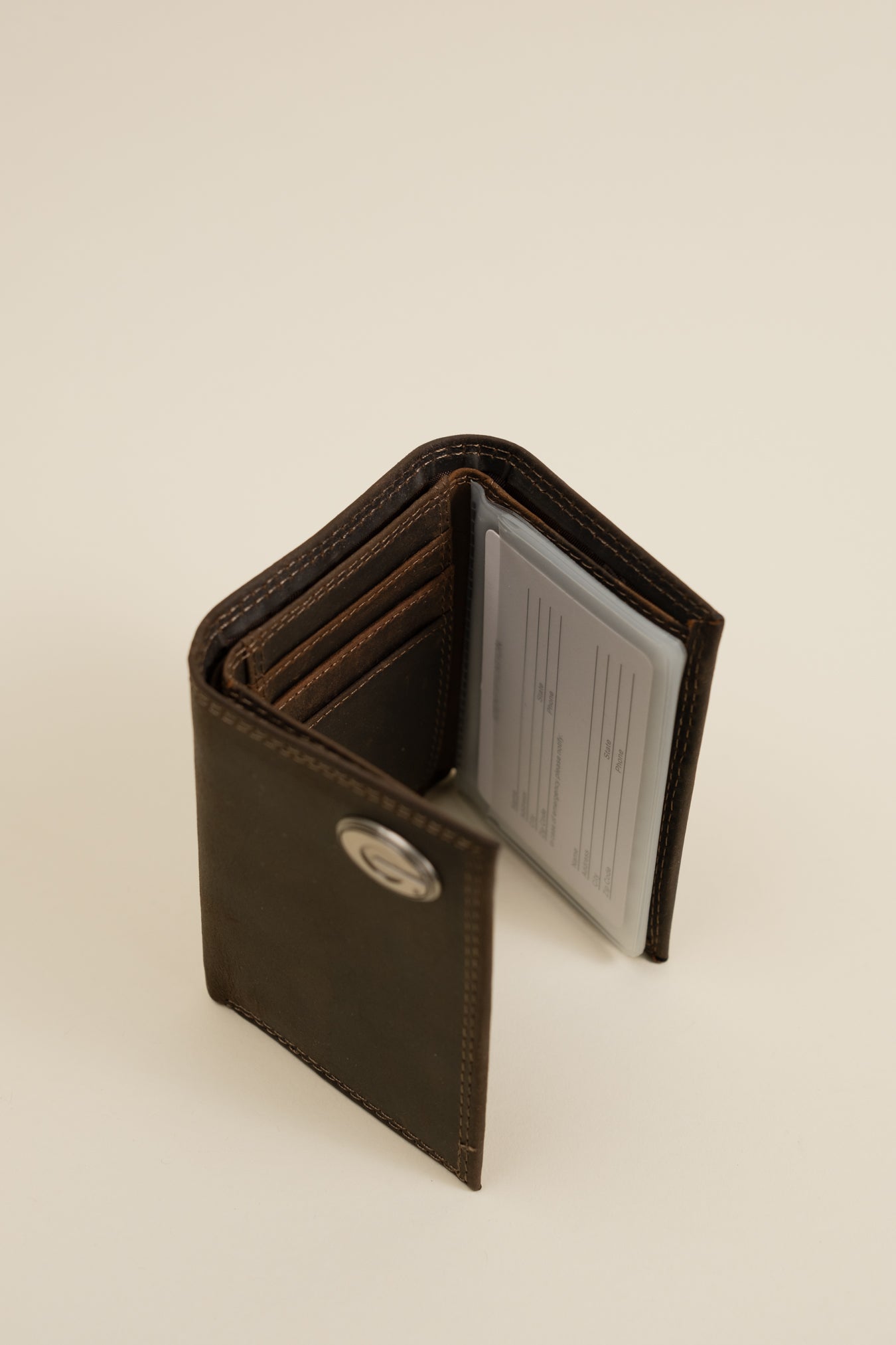 Light Brown Crazy Horse Tri-Fold Wallet